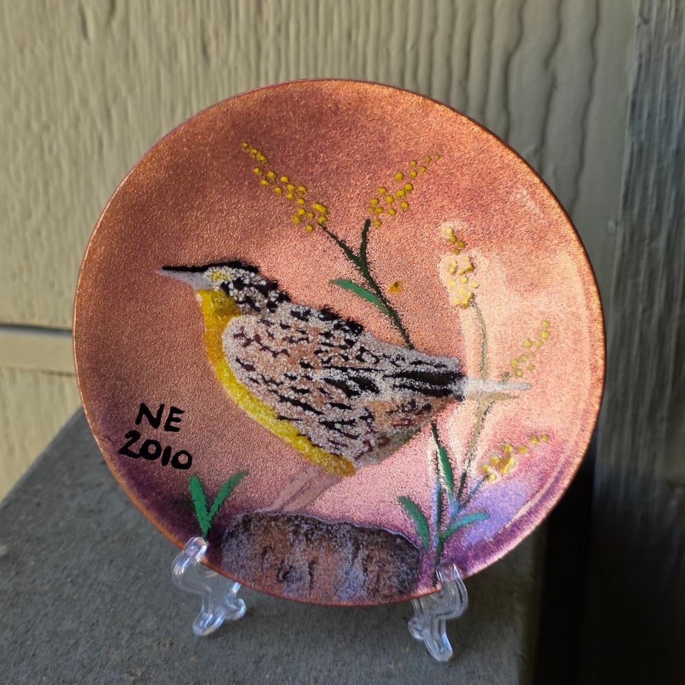 Bovano of Cheshire Enamel Plate Nebraska State Bird Western Meadowlark 2010